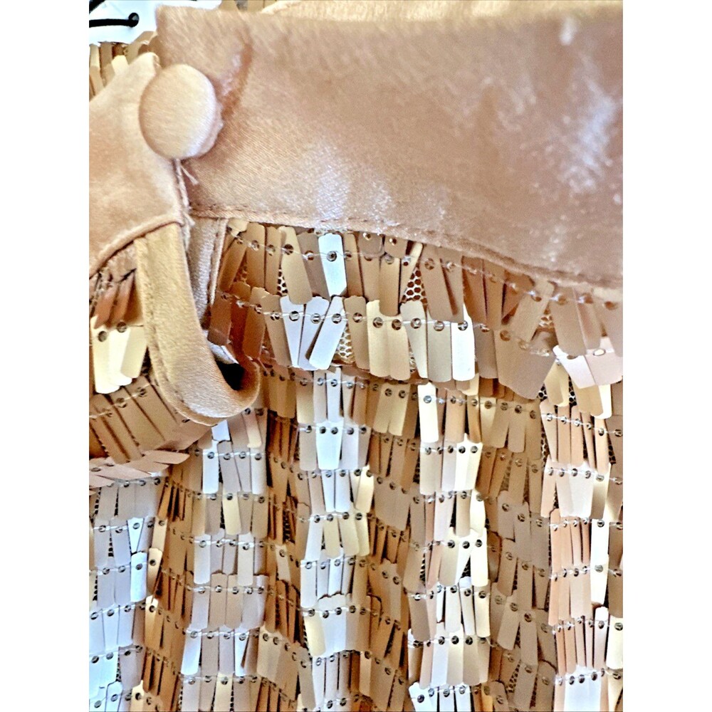 T Tahari Women's Chunky Sequined Pleated Halter Neck Party Top Blouse Gold 10 - Picture 8 of 9